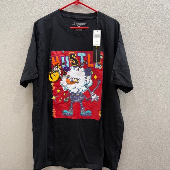 Screenshot Men's T-Shirt Size 3XL Black Hustle Animation Cartoon Design Crewneck - Picture 3 of 11